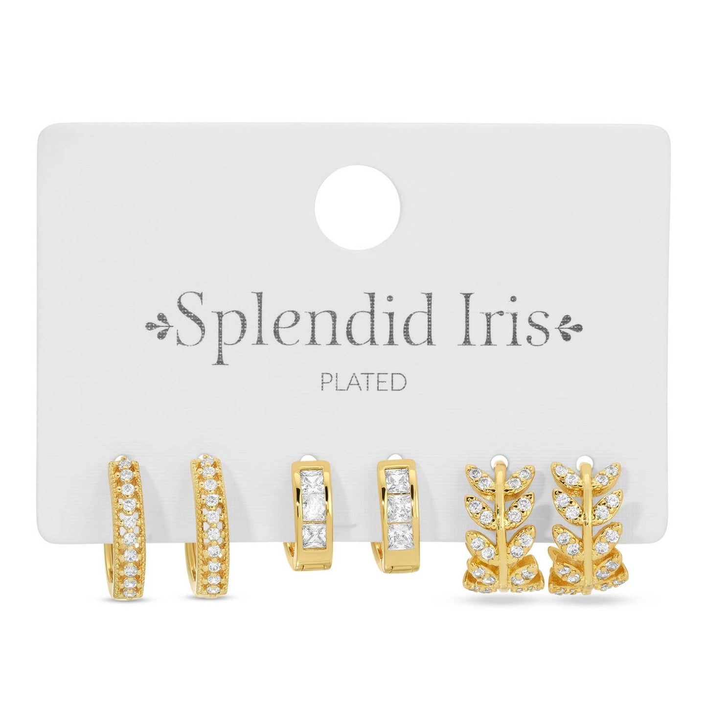 Splendid Iris - Combo 3, Assorted Pavé Huggies: Silver