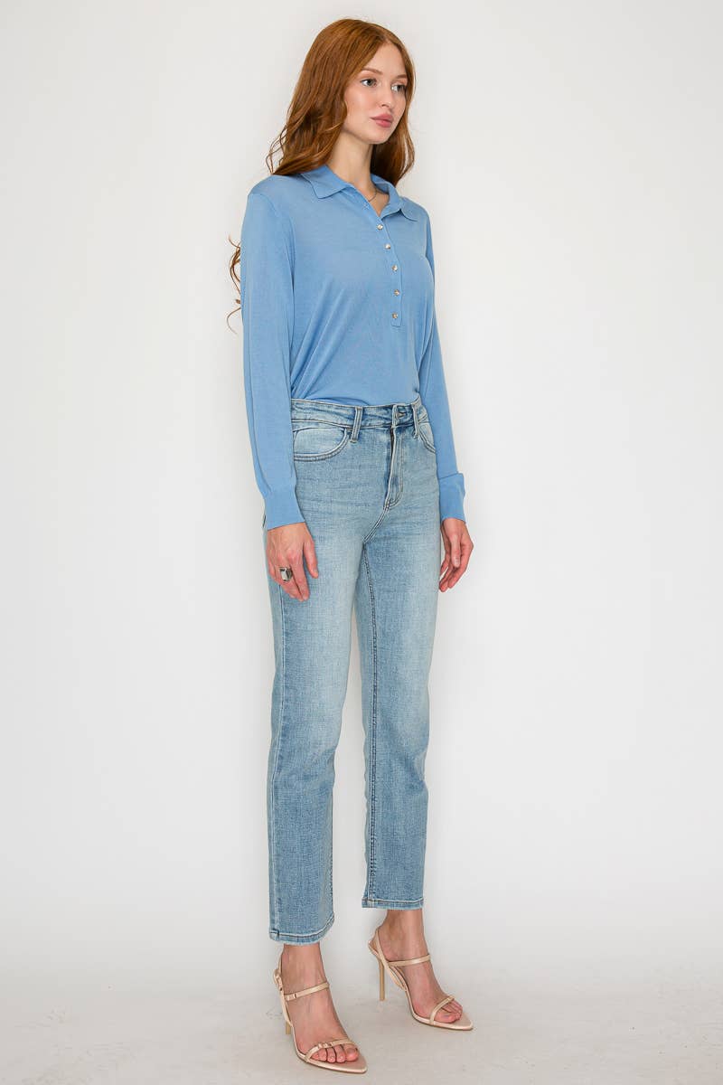 High Rise Slim Straight Leg Jeans