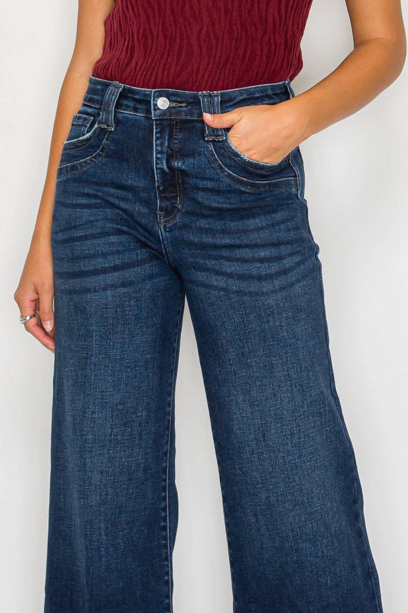 High Rise A-Line Wide Leg Jeans