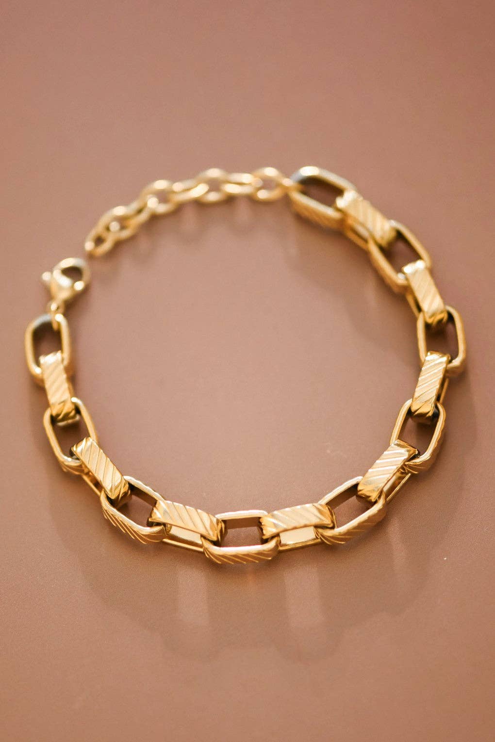18K Gold Dipped Stainless Steel Box Chain Link Bracelet