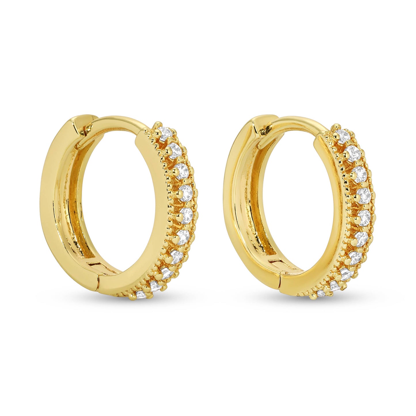 Splendid Iris - Combo 3, Assorted Pavé Huggies: Silver