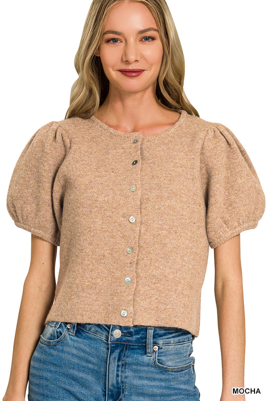 Puff Sleeve Cardigan Sweater