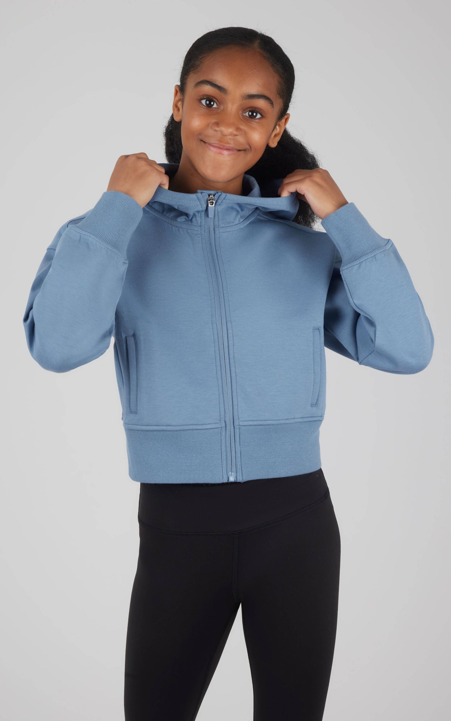 Girls Scuba Full Zip Everyday Hoodie Jacket: CORONET BLUE