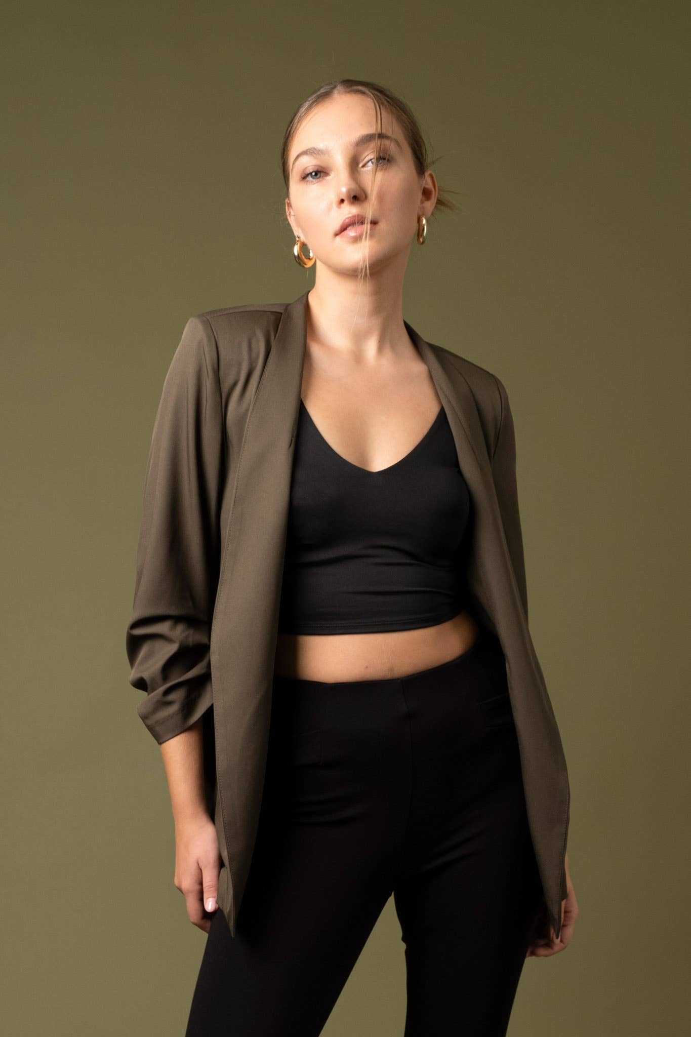 Longline Blazer - Dark Olive