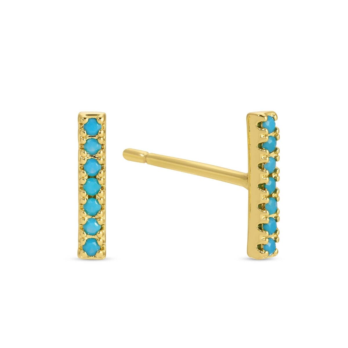 Splendid Iris - Light Blue Pavé Bar Studs On Velvet Tag: Light Blue