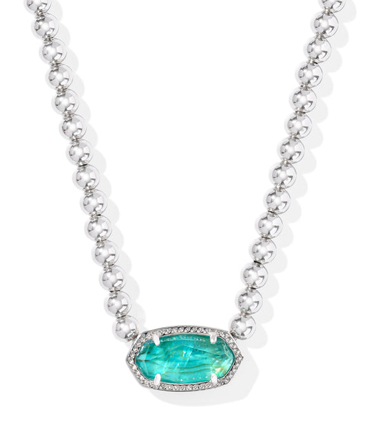 Elisa Beaded Necklace - Silver Bright Aqua Illusion