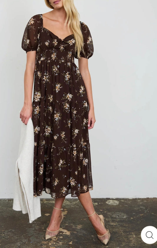 Fall Floral Midi Dress