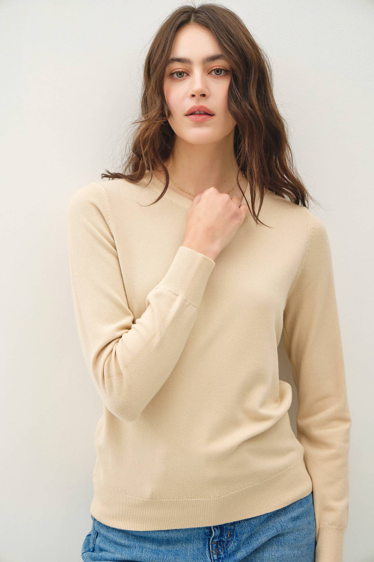 Be Cool - NEW COLOR-VISCOSE CREW NECK SOFT KNIT SWEATER : PURPLE / L