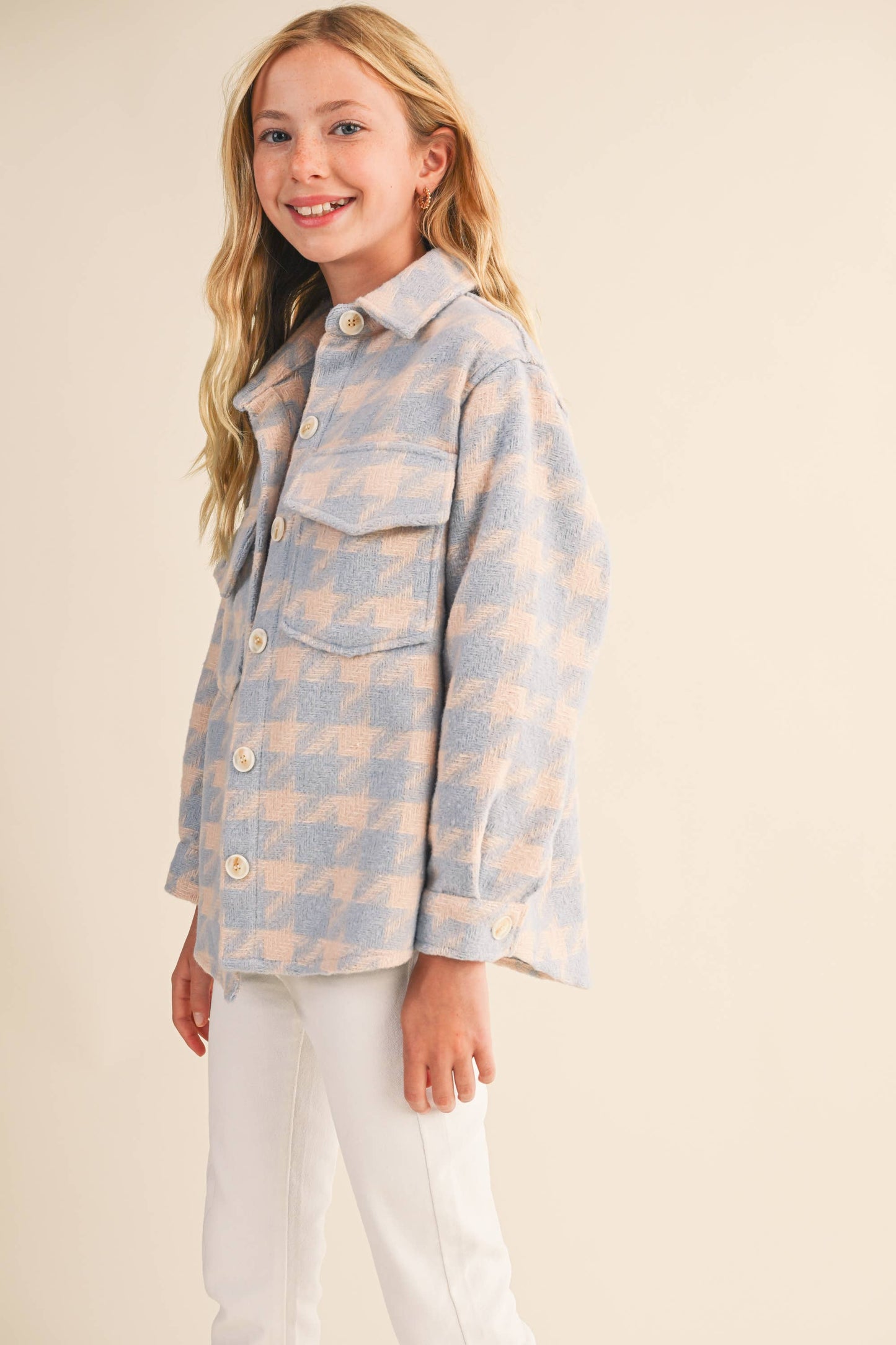 Girls Houndstooth Shacket