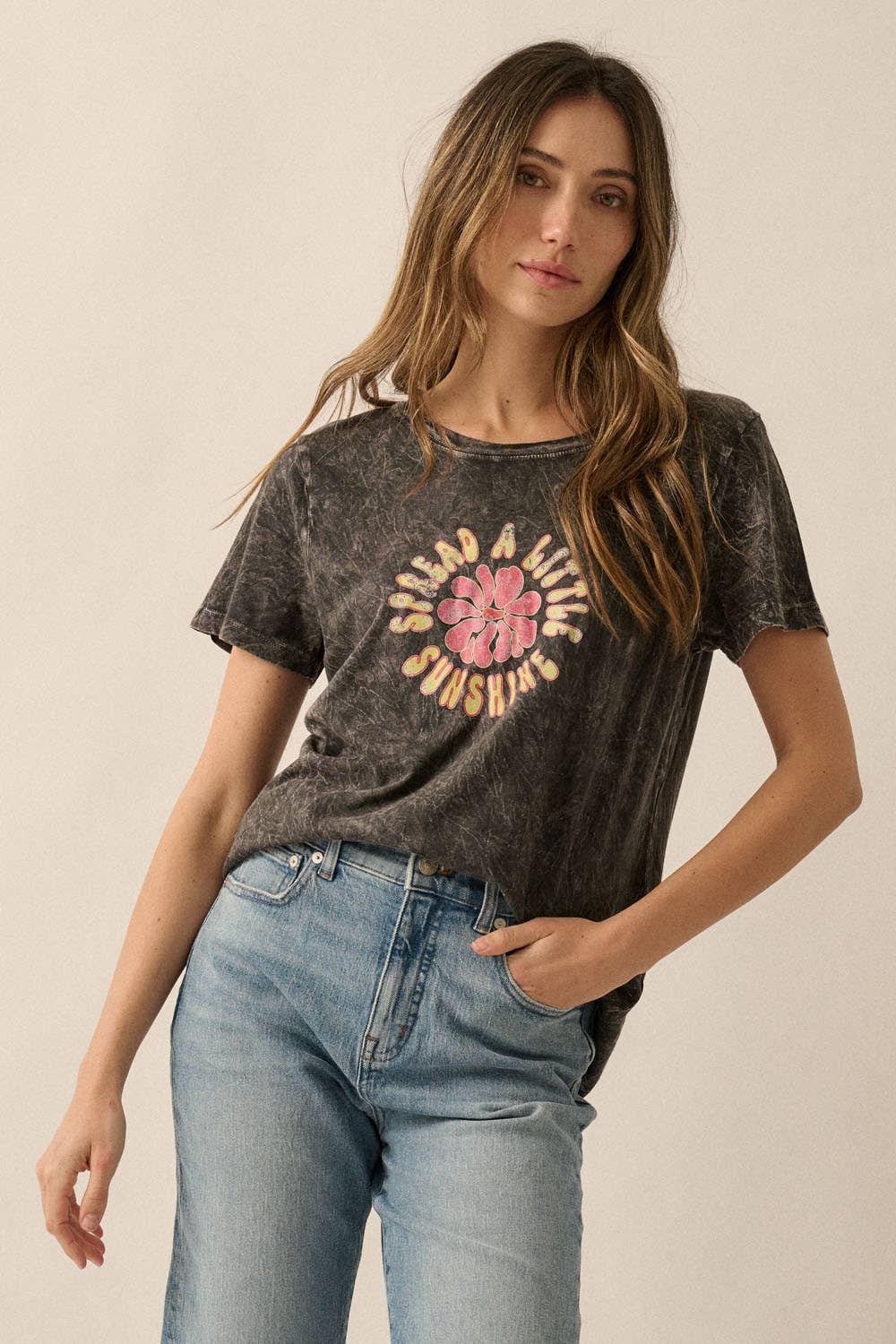 Spread A Little Sunshine Vintage-Wash Graphic Tee