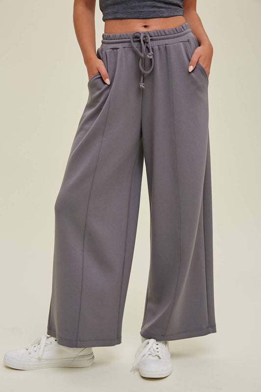 Scuba Wide Leg Pant in Charcoal