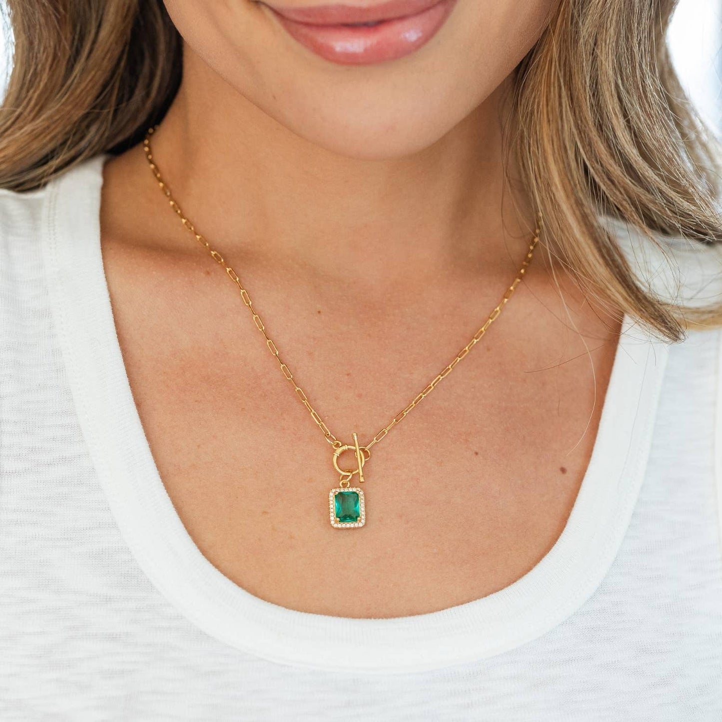 Splendid Iris - SALE - Elegant Pendant Toggle Necklace: Aqua