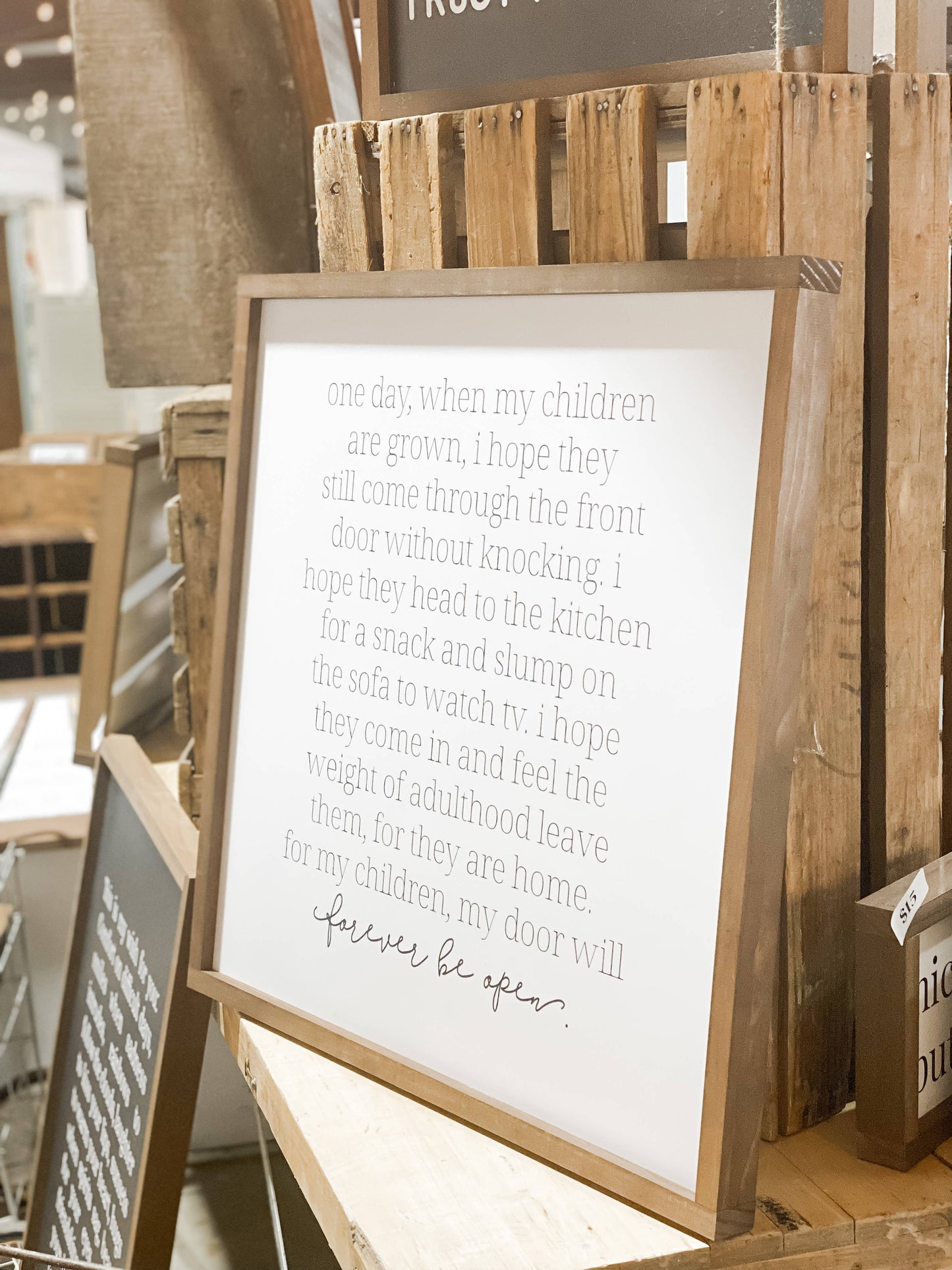 Lily and Sparrow - One Day When My Children | Mother's Day Gift: White / Dark Walnut / 25x25"
