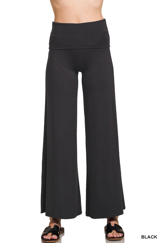 Fold Over Waist Comfy Palazzo Pants