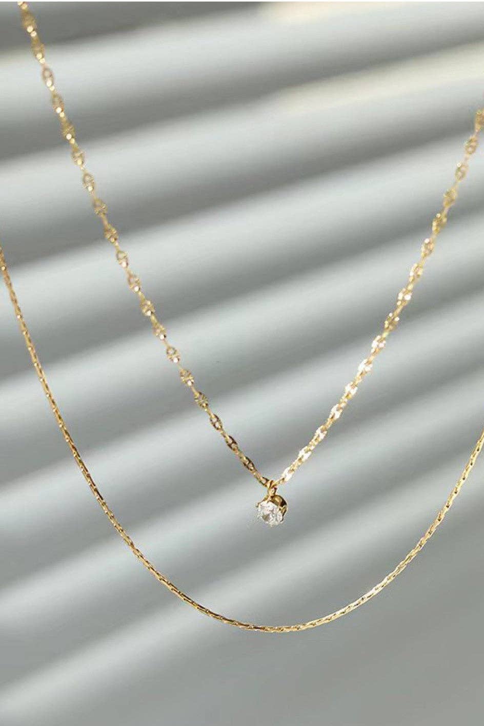 18K Gold Dipped Stainless Steel Layered Chain Necklace