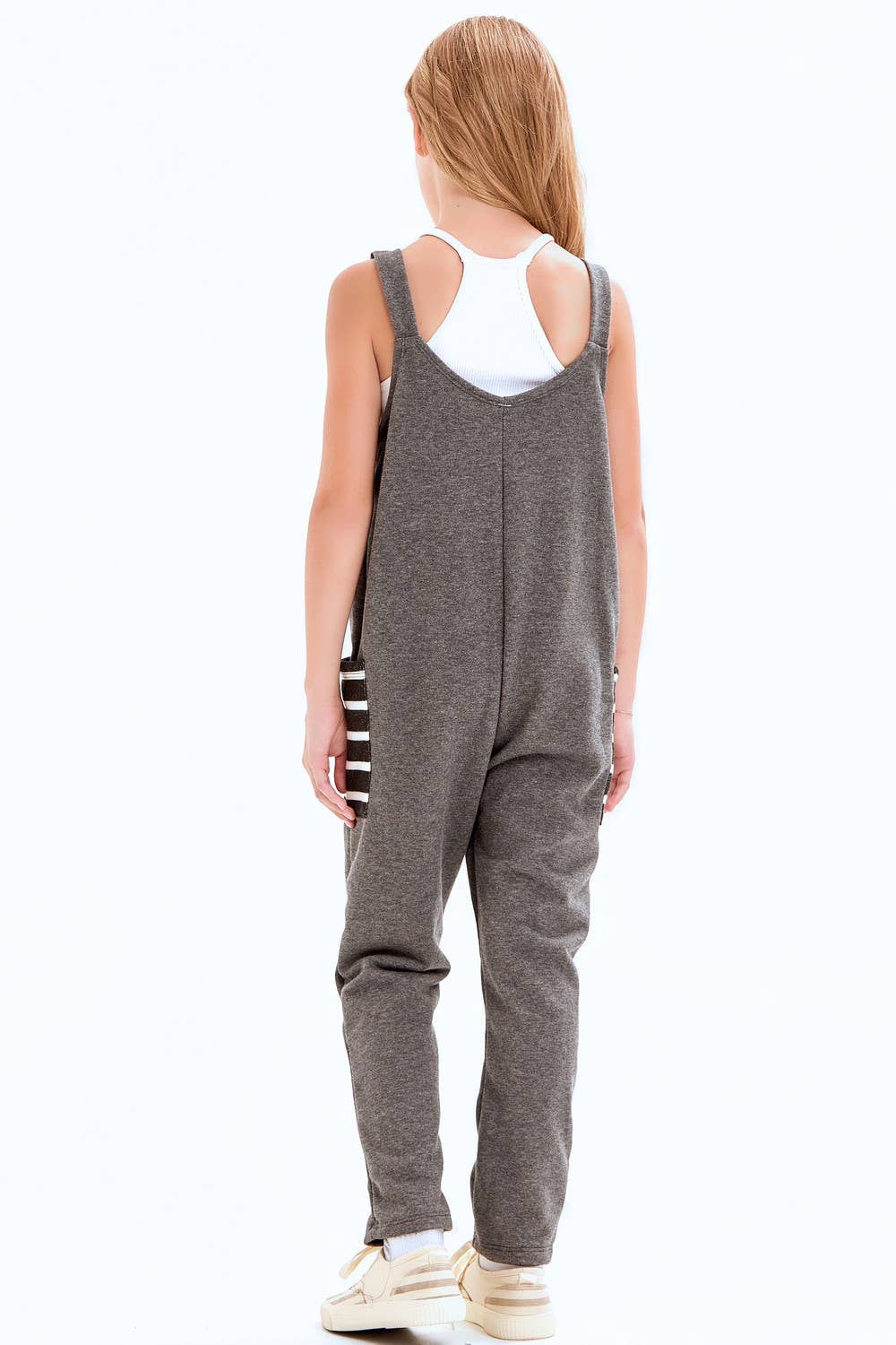 Striped Pocket Cotton French Terry Jumpsuit