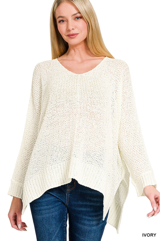 Dolman Sleeve V-Neck Sweater
