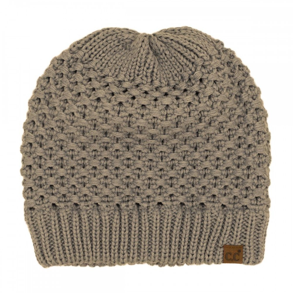 Cross Cell Stitch Knit Beanie