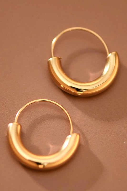 18K Gold Plated Waterproof Stainless Steel Hoop Earrings