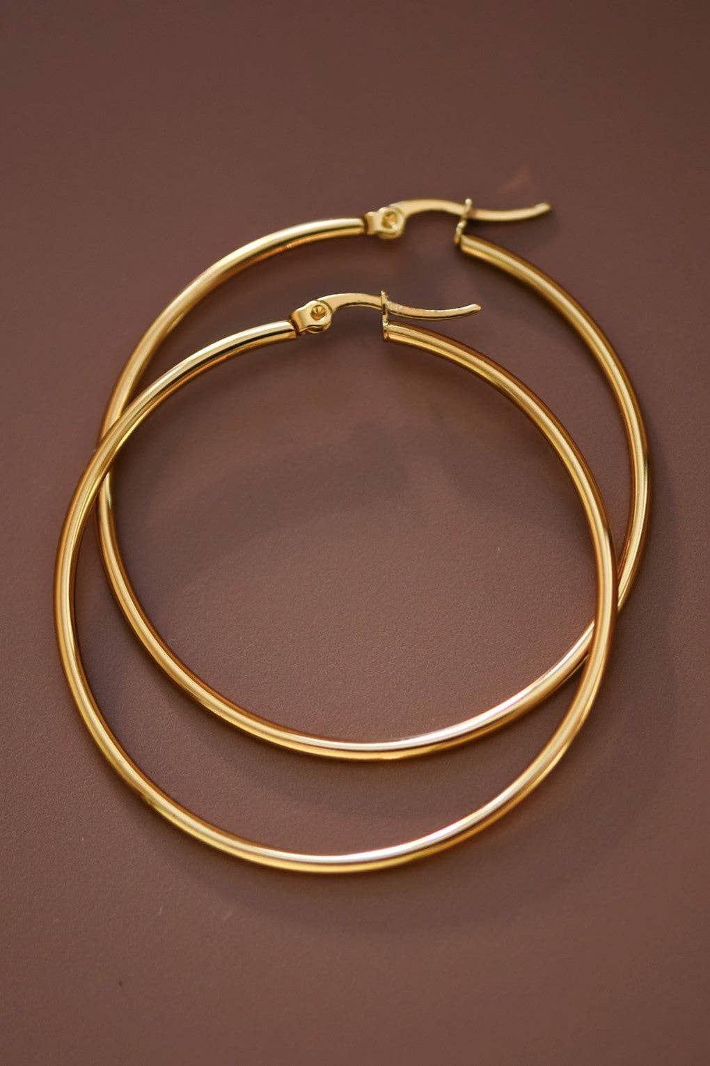 18K Gold Plated Waterproof Stainless Steel Hoop Earrings