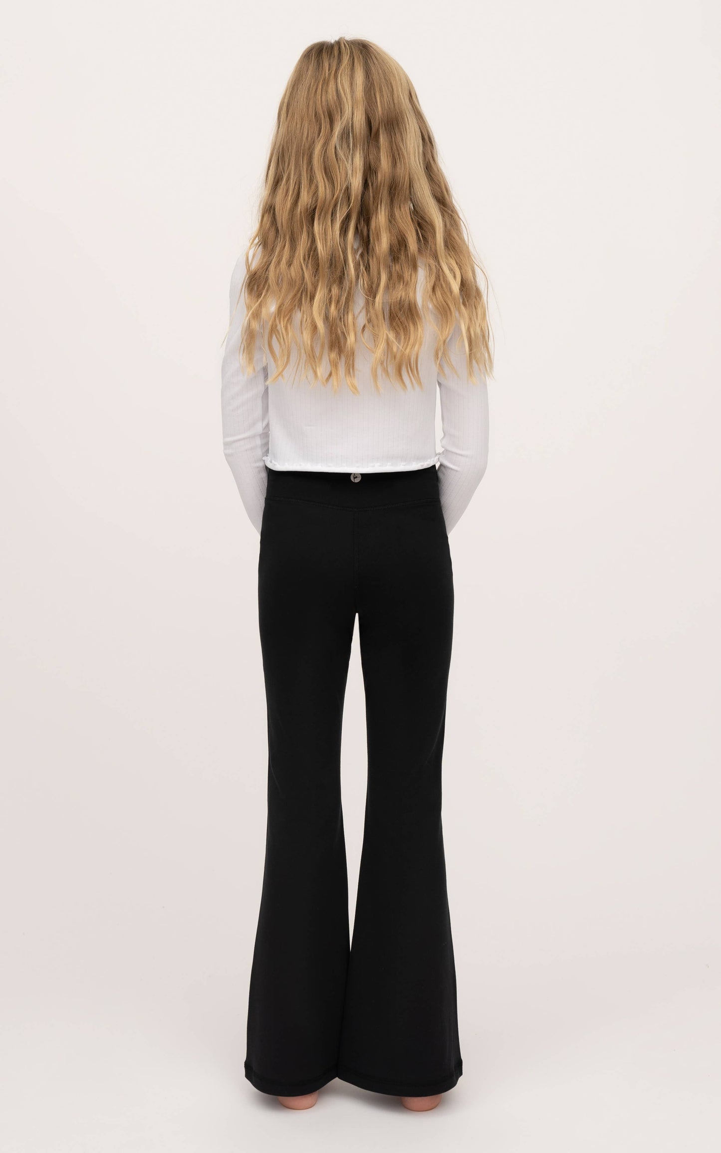 Girls Crossover Detailed Flared Leg Everyday Pants: Black