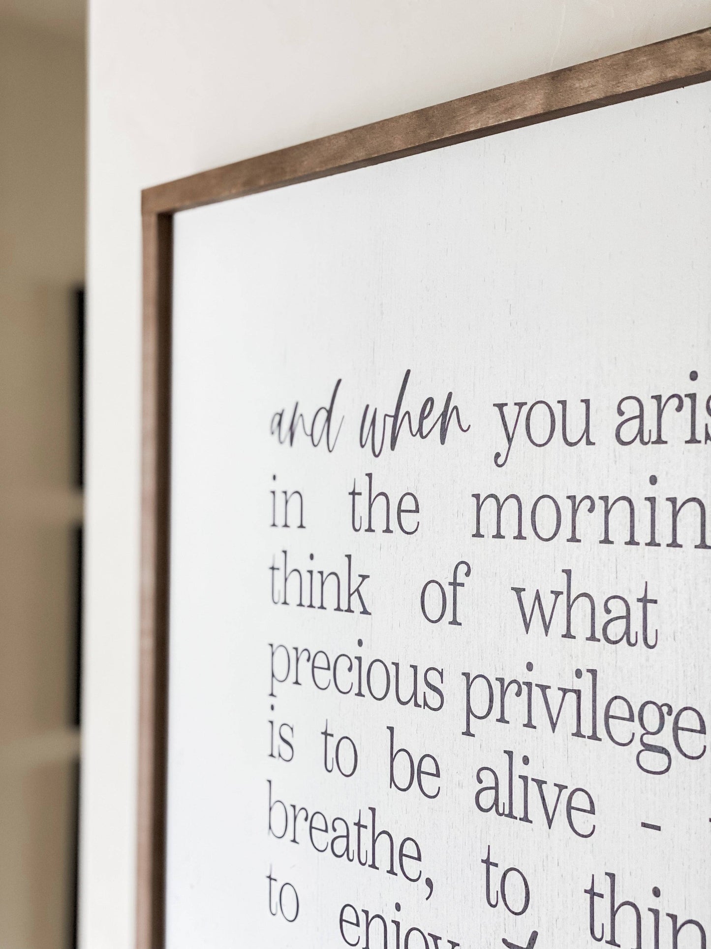 Lily and Sparrow - And When You Arise in the Morning | Wall Art, Made in the US: White / Dark Walnut / 25x25"