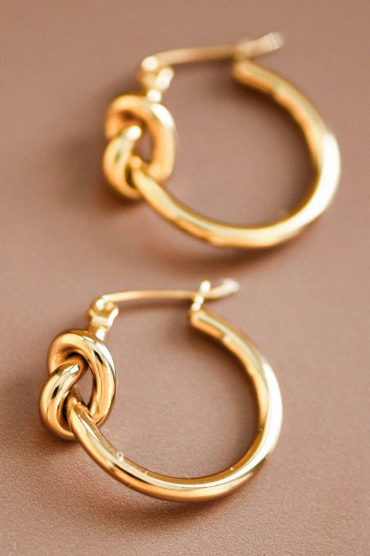 18K Gold Plated Waterproof Stainless Steel Knot Hoop Earrings