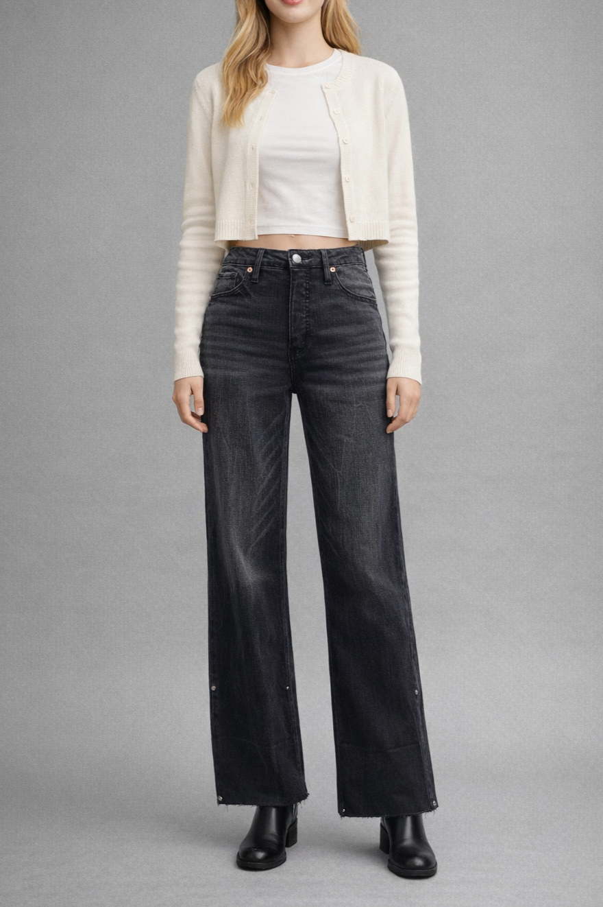 INSEAM TRANSFORM TUMMY CONTROL HIGH RISE A-LINE WIDE JEANS