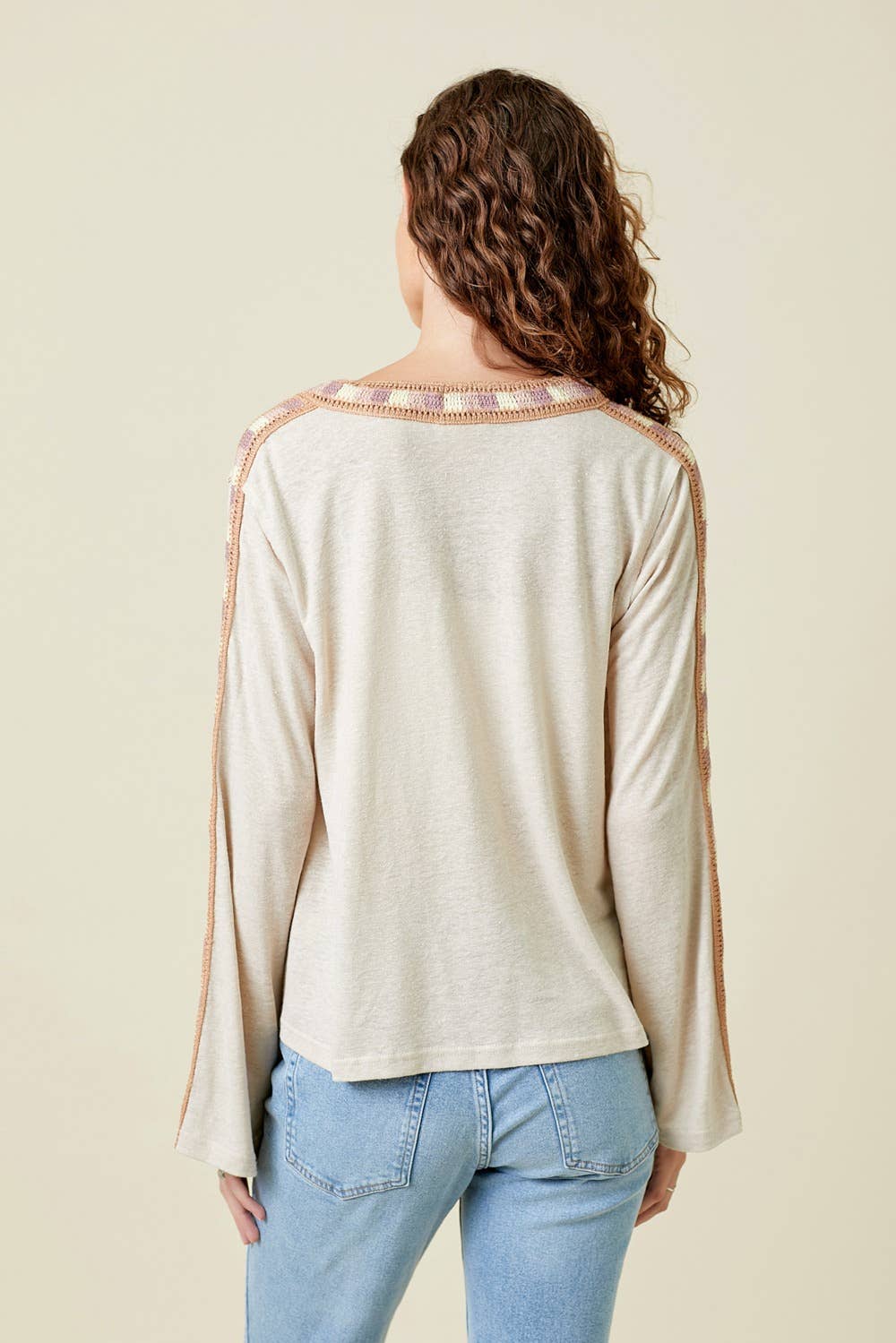 Lace Inset V-neck Top