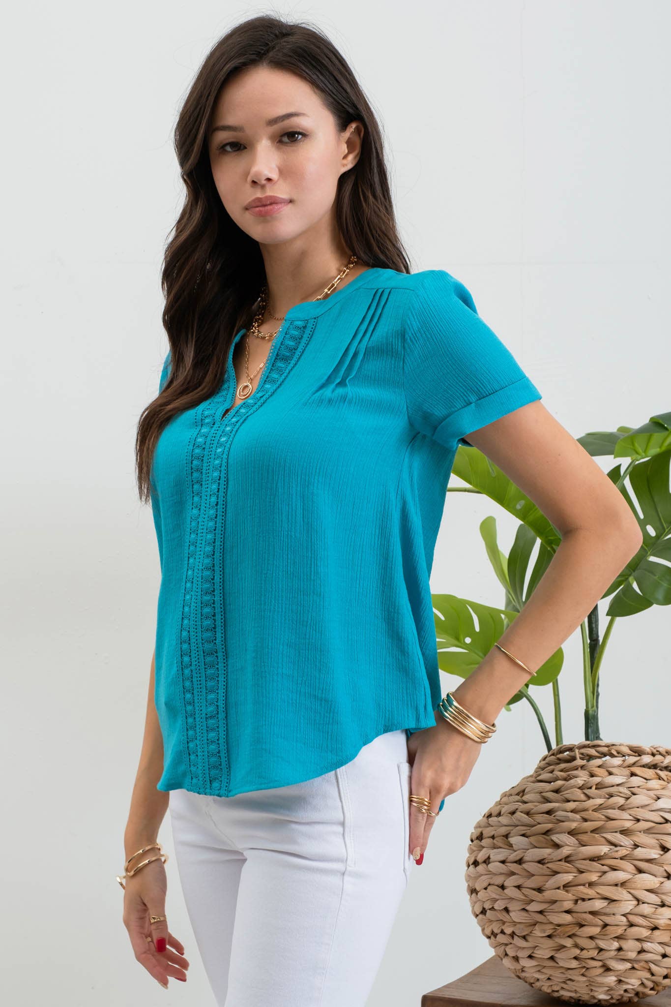 Summer Lace Top in Teal