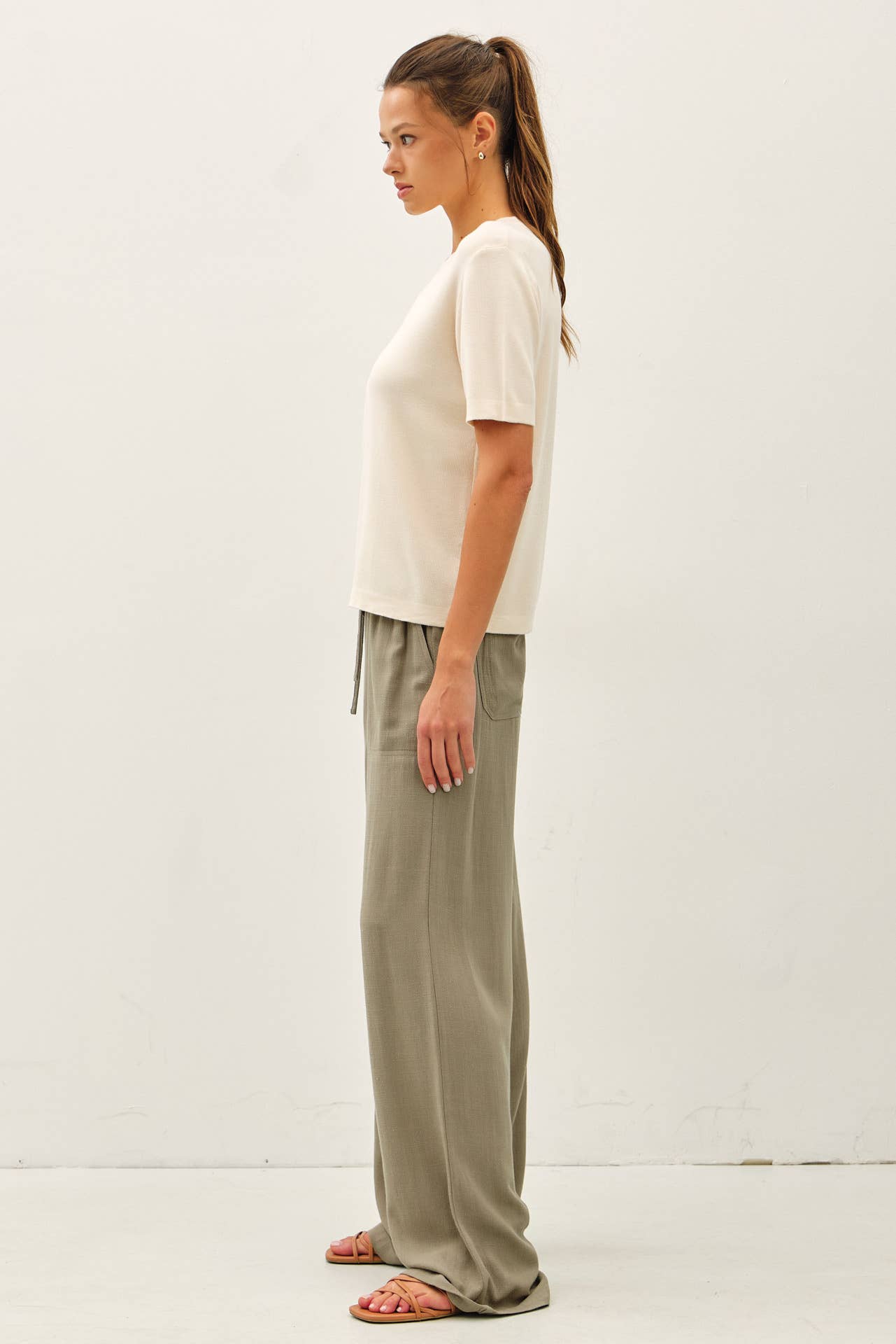 Be Cool - CASHMERE BLENDED SHORT SLEEVE SWEATER  : SLATE BLUE / L
