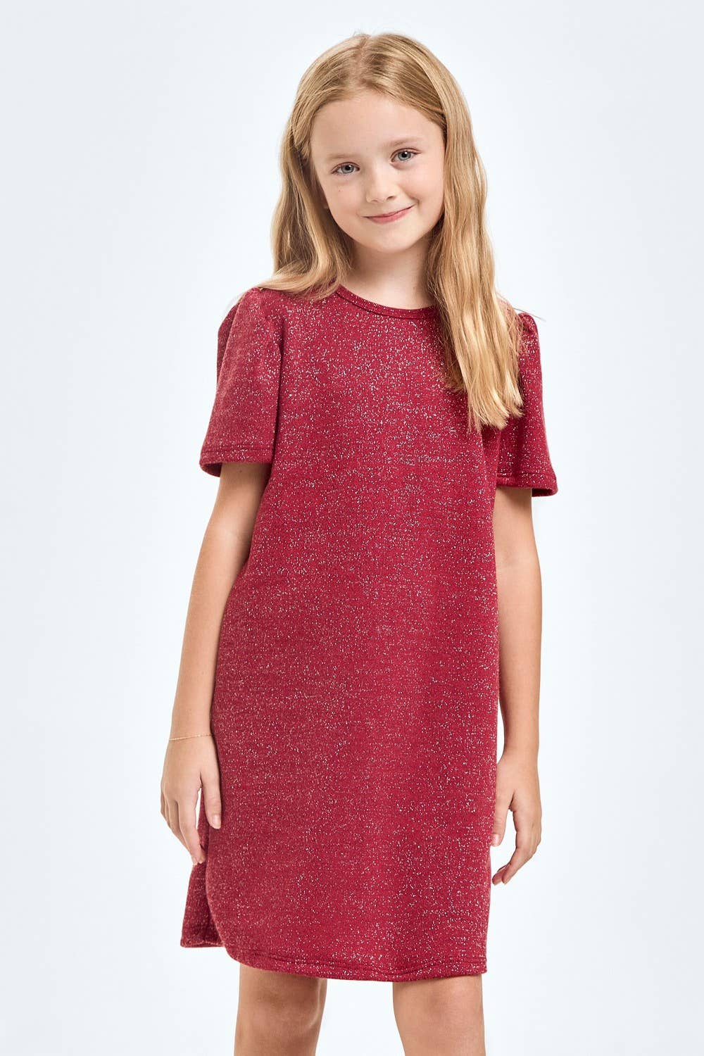 Mink Lurex Puff Sleeves Dress