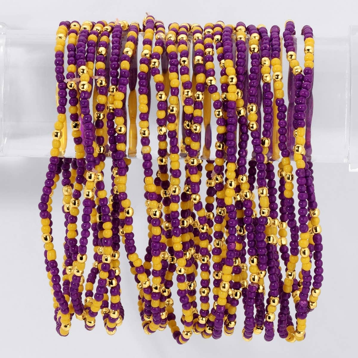 Splendid Iris - Stretch Seed Bead GAME DAY Bracelets: Red/Black/White