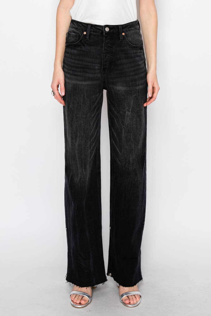 INSEAM TRANSFORM TUMMY CONTROL HIGH RISE A-LINE WIDE JEANS