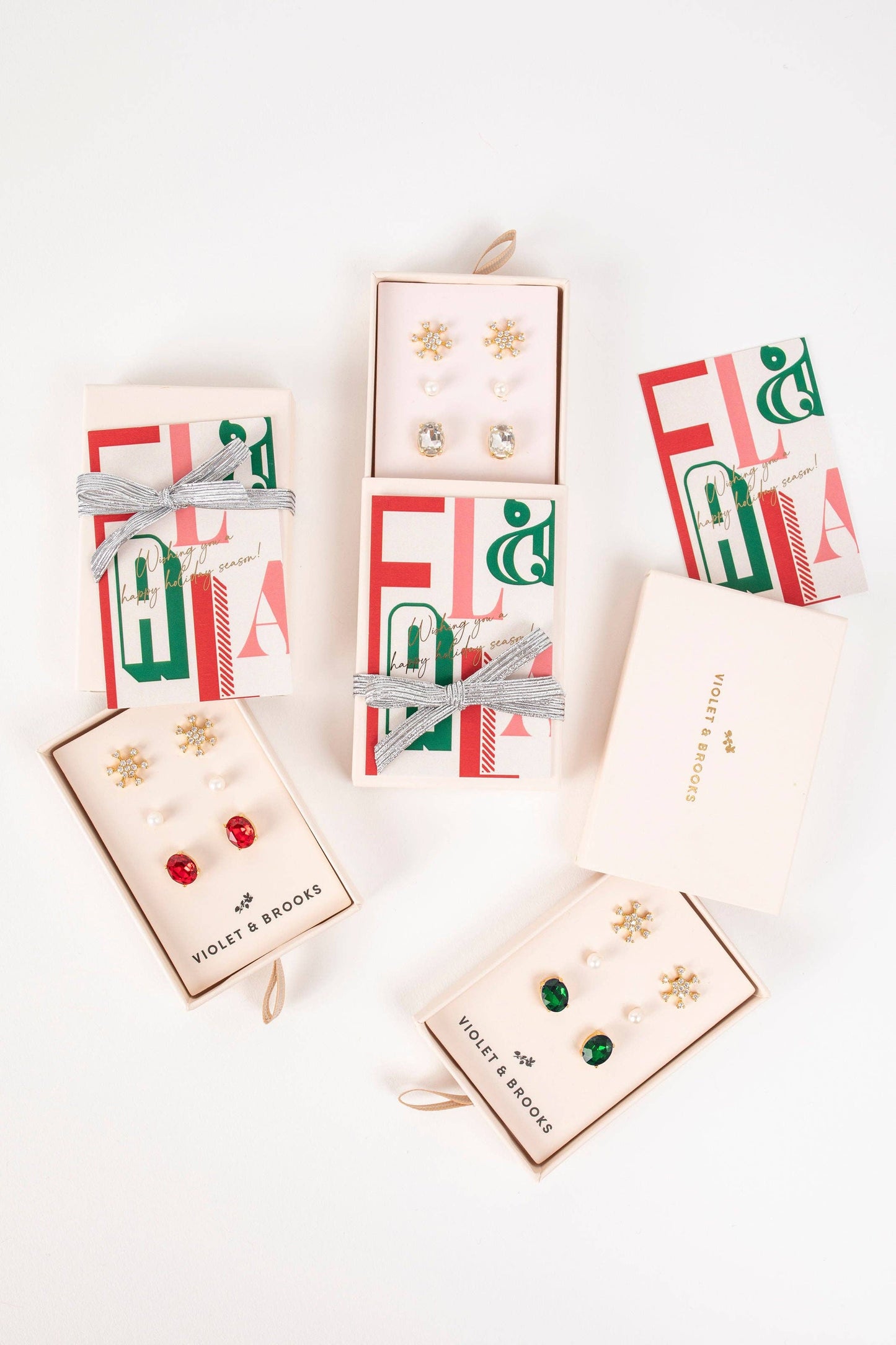 Clara Boxed Holiday Earrings: Clear