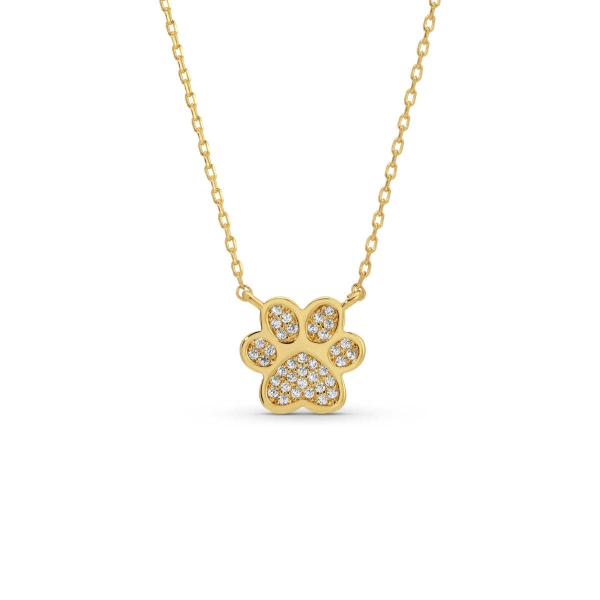 Splendid Iris - Delicate Paw Print Necklace: Gold