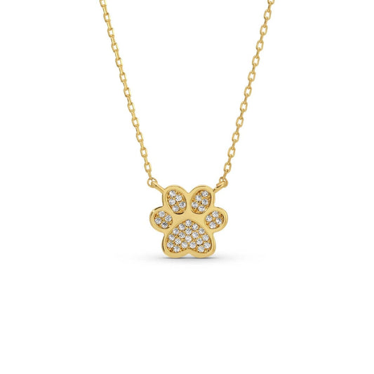 Splendid Iris - Delicate Paw Print Necklace: Gold