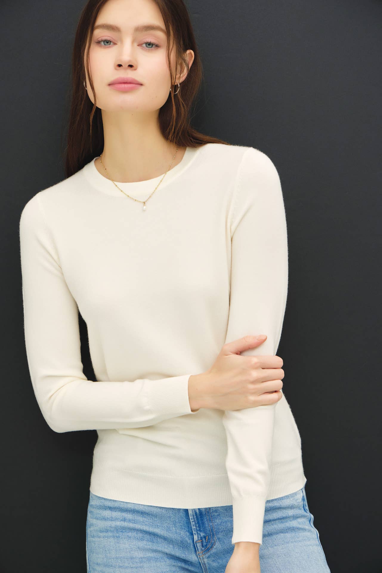 Be Cool - NEW COLOR-VISCOSE CREW NECK SOFT KNIT SWEATER : Ivory / L