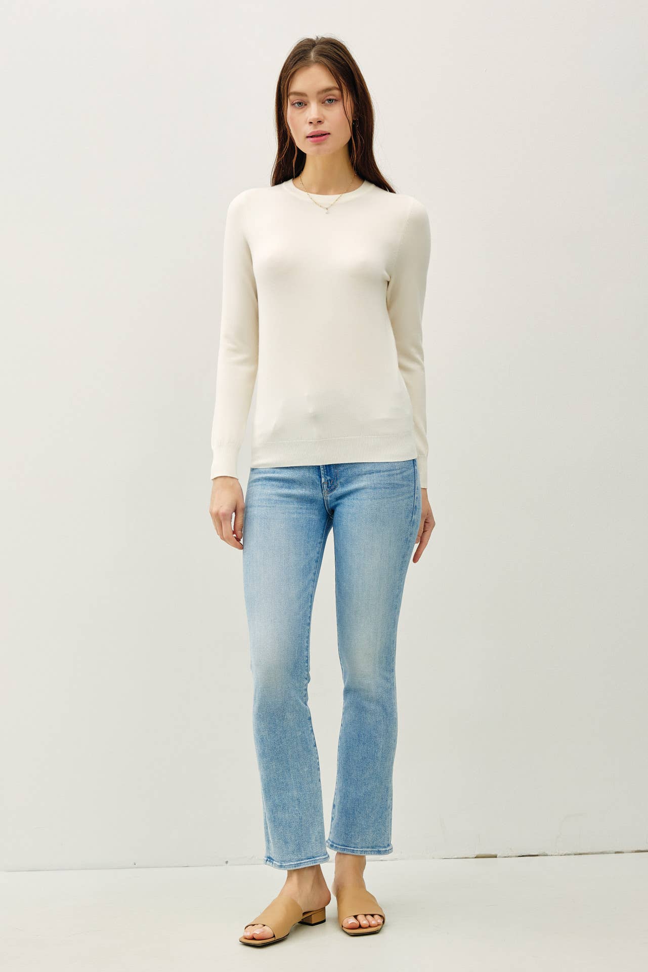 Be Cool - NEW COLOR-VISCOSE CREW NECK SOFT KNIT SWEATER : Ivory / L