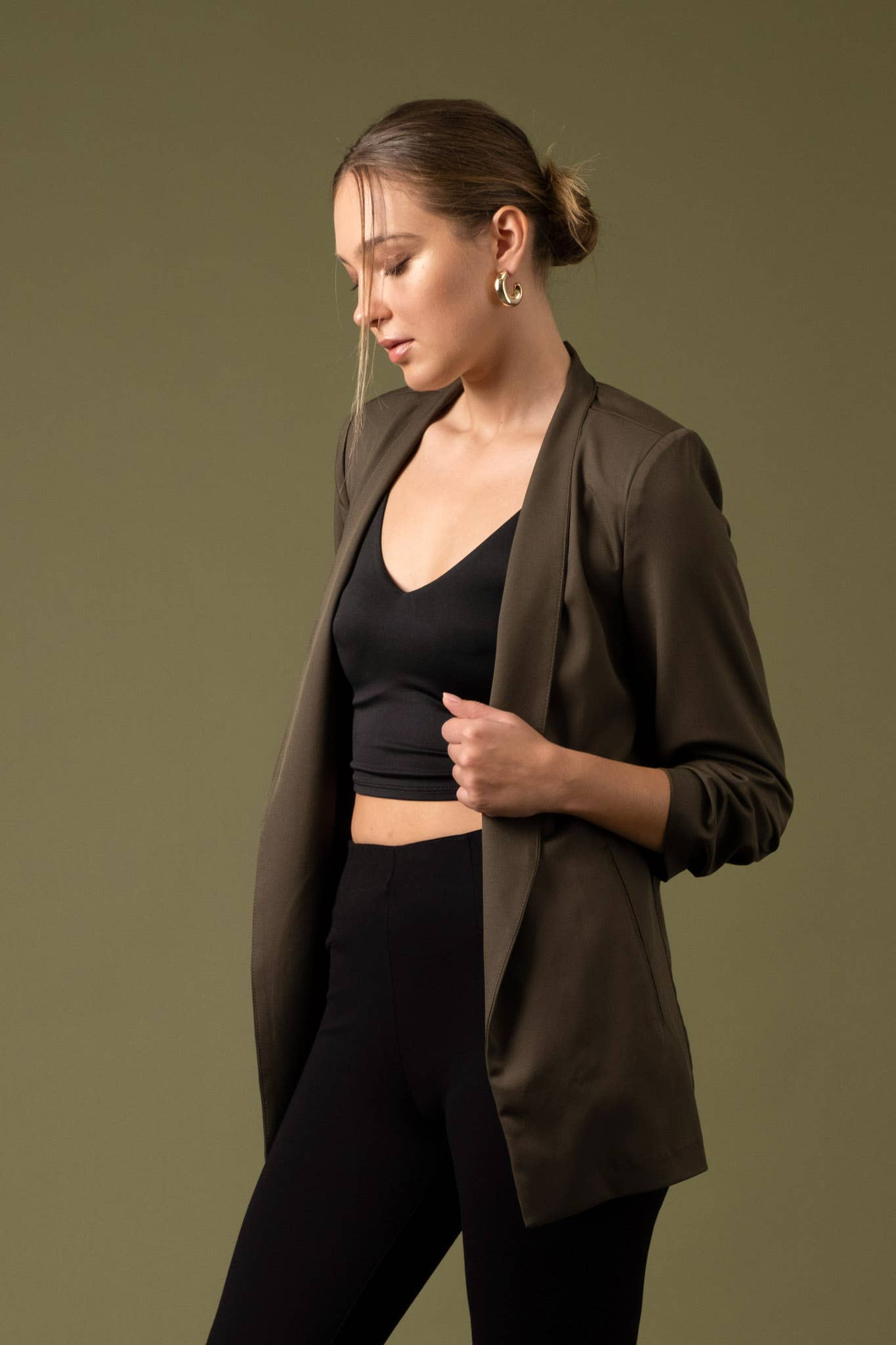 Longline Blazer - Dark Olive