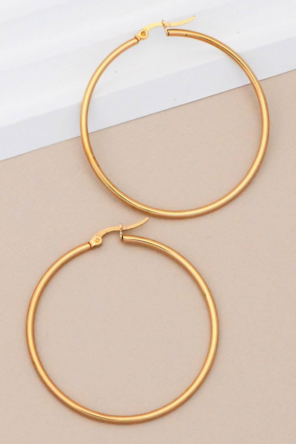 18K Gold Plated Waterproof Stainless Steel Hoop Earrings