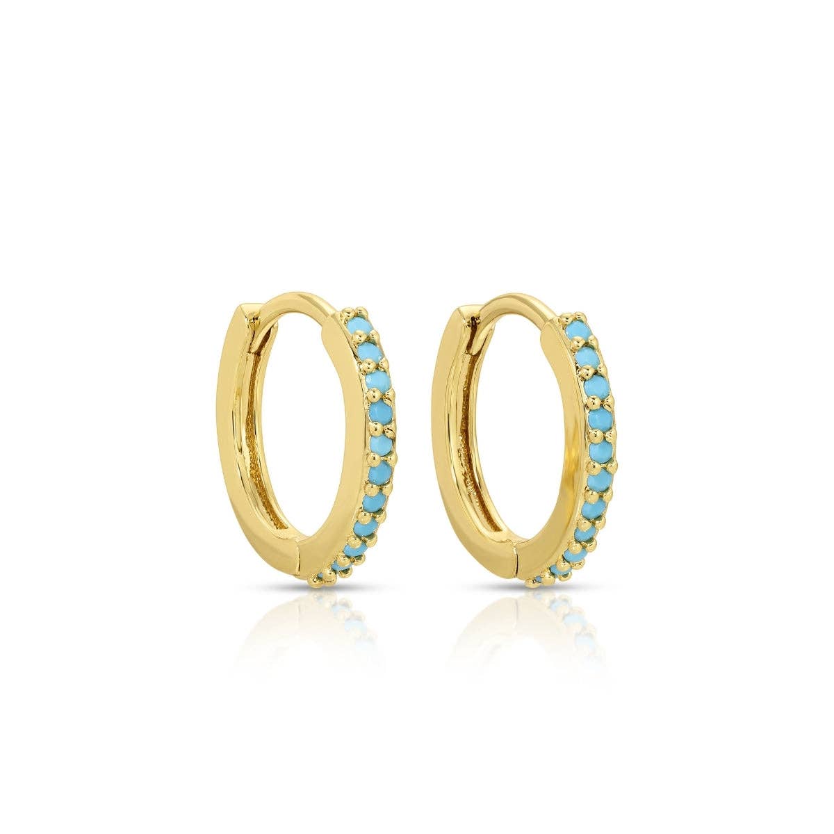 Splendid Iris - Light Blue Pavé Huggies: Small