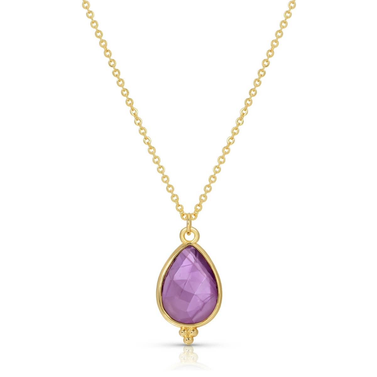 Splendid Iris - Teardrop Stone Pendant Necklace: Light Blue