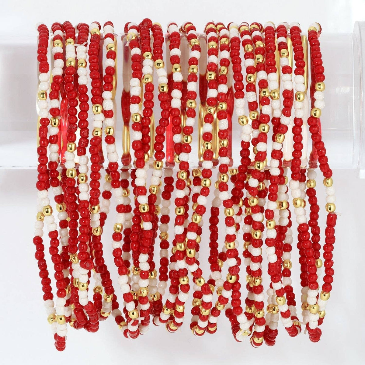 Splendid Iris - Stretch Seed Bead GAME DAY Bracelets: Black/Orange