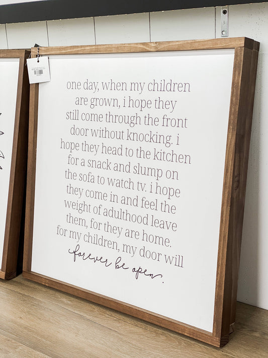 Lily and Sparrow - One Day When My Children | Mother's Day Gift: White / Dark Walnut / 25x25"