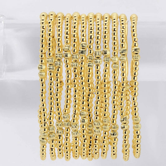3mm Stretch Bead Bracelets with Textured Larger Bead Accents