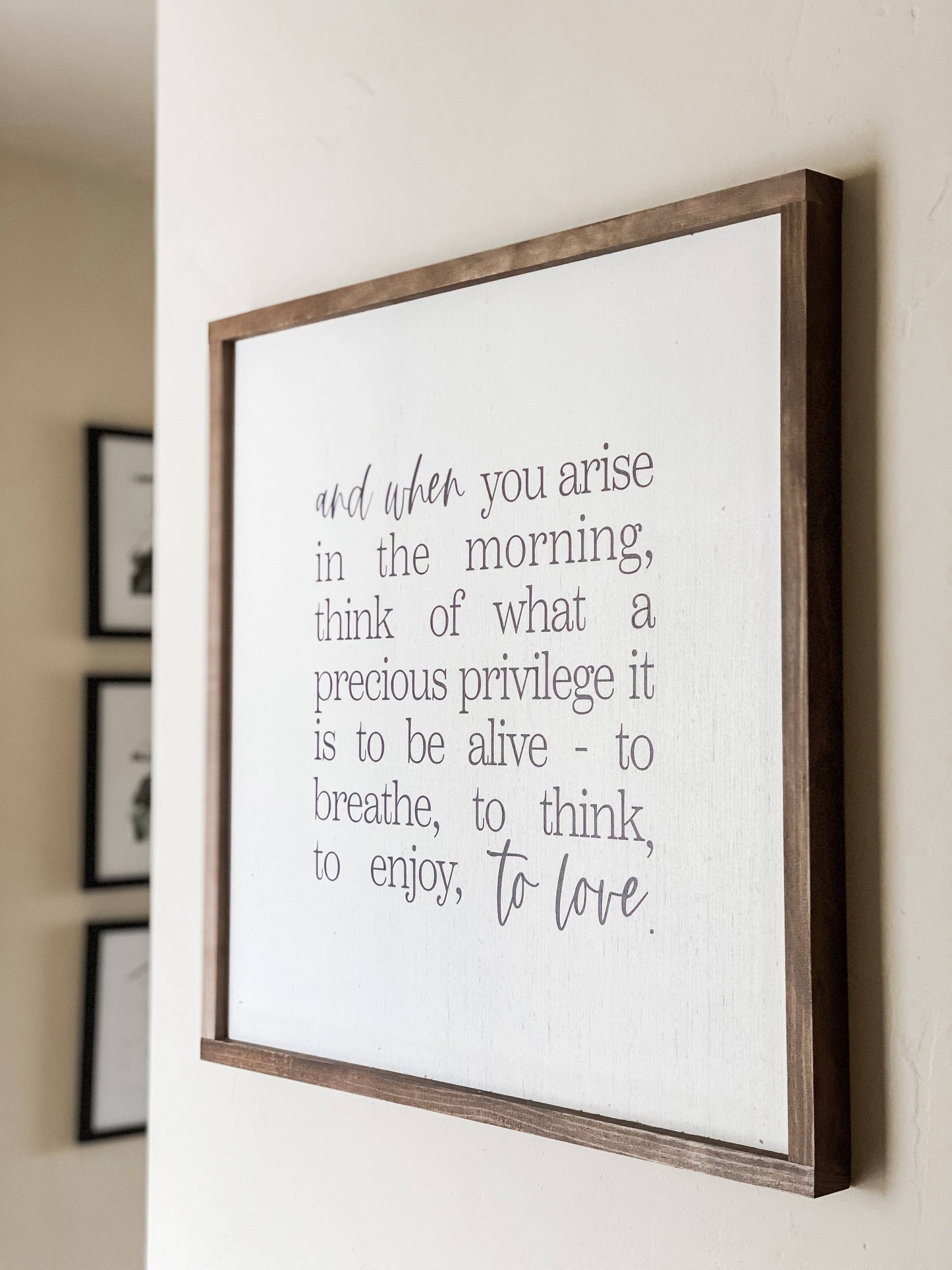 Lily and Sparrow - And When You Arise in the Morning | Wall Art, Made in the US: Black / Light Oak / 25x25"