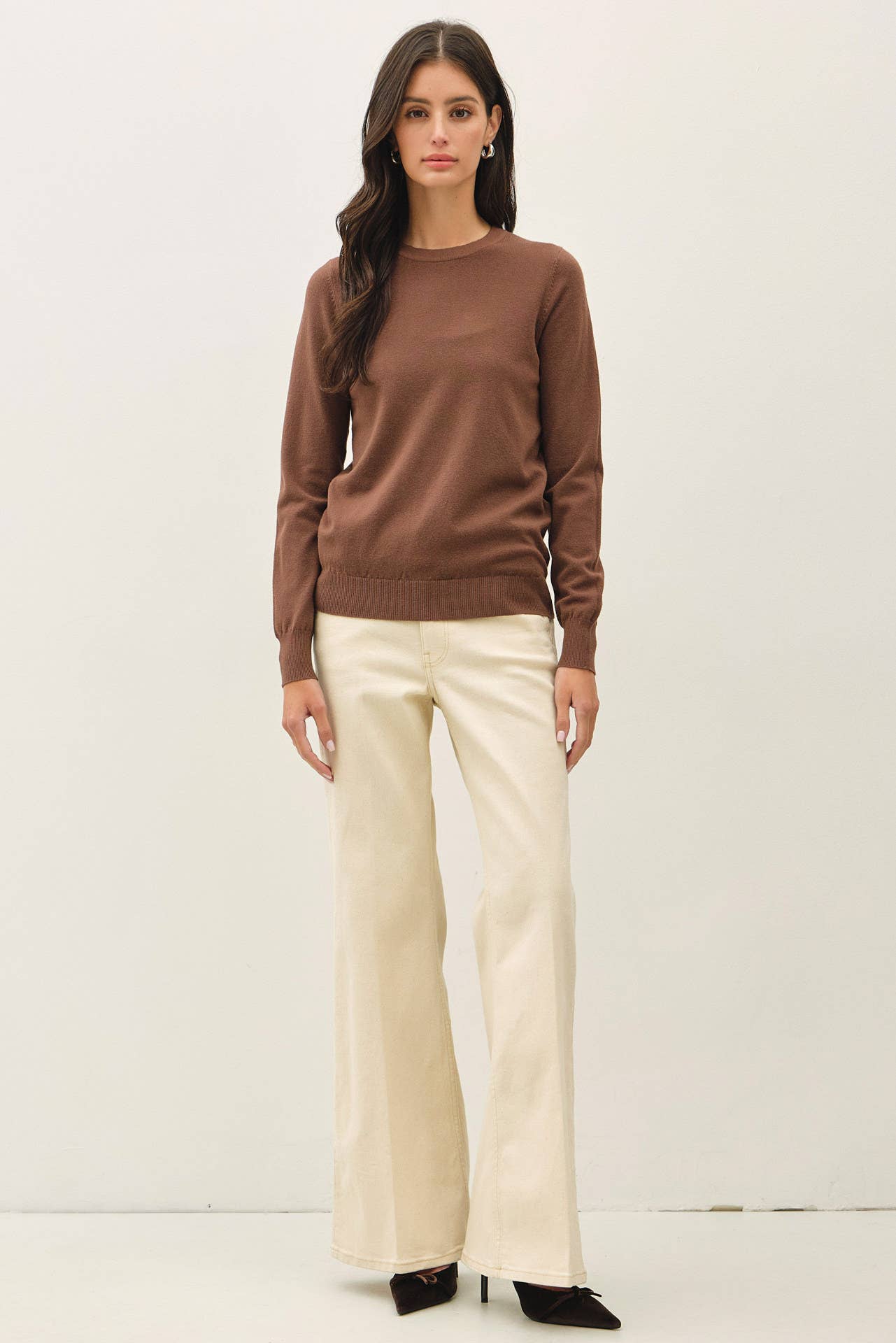 Be Cool - NEW COLOR-VISCOSE CREW NECK SOFT KNIT SWEATER : Ivory / L