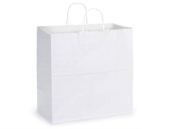Nashville Wraps - White Kraft Retail Paper Shopping Bags: 100 Pack / Junior 8x5x8"