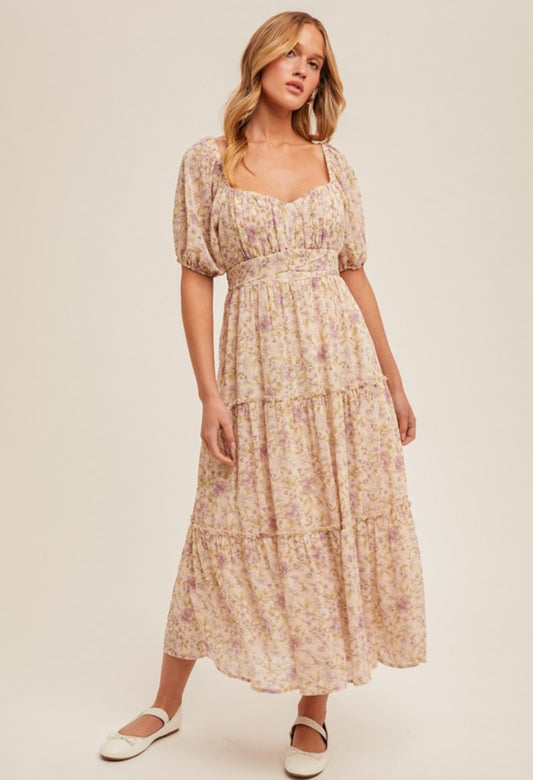 Tiered Floral Midi Dress